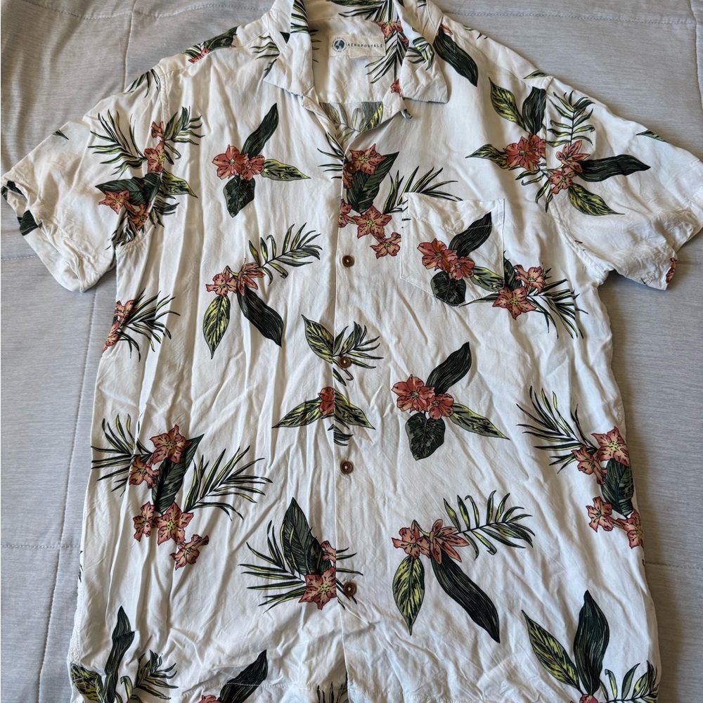 Aeropostale White Floral Men's Shirt